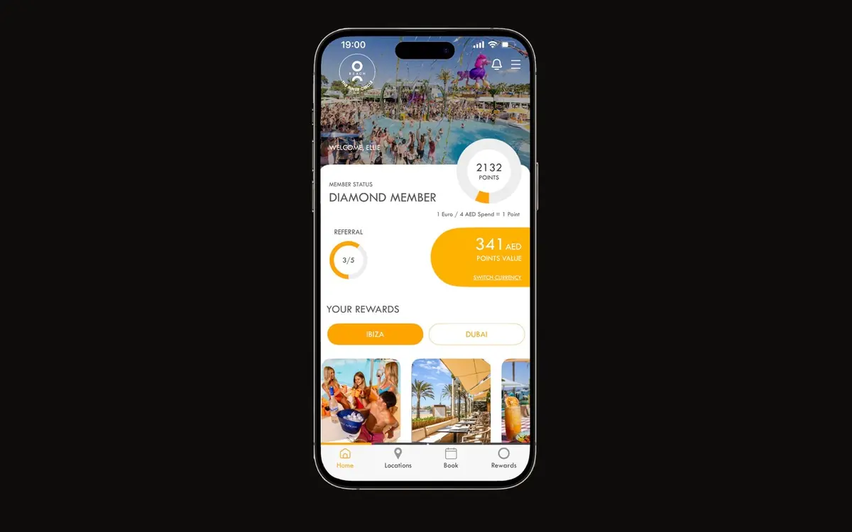 O Beach Inner Circle loyalty app for O Beach Ibiza and Dubai